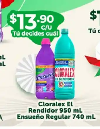 Farmacias Guadalajara Cloralex El Rendidor 950 mL Ensueño Regular 740 mL oferta