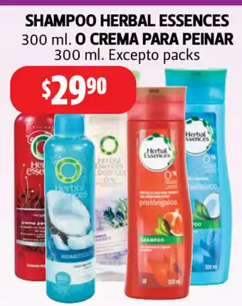 Farmacias Guadalajara Shampoo Herbal Essences 300 ml o Crema para Peinar 300 ml oferta