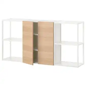 IKEA Enhet Combinación de almacenamiento, blanco/efecto roble, 152x32x76 cm oferta