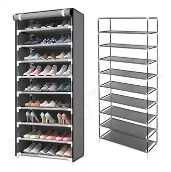 Mercado Libre Zapatera organizador closet zapatos 9 niveles 27 pares tela color gris oferta