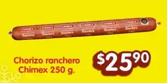 Soriana Híper Chorizo ranchero Chimex 250 g. oferta