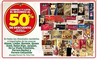 Chocolates Marcas Kisses, Lindor, Baronie, Queen Anne, Swiss Alps, Jacques, De La Viuda Creations, Ferrero Rocher Collection