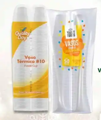 Soriana Híper Vaso térmico Valley Foods o Quality Day 10 oz. 50 piezas cada uno oferta