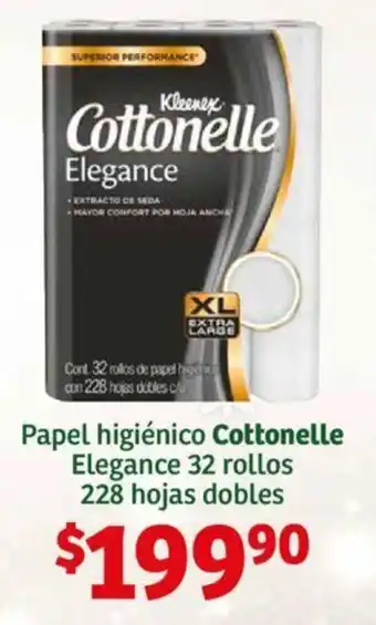 Soriana Híper Papel higiénico Cottonelle Elegance 32 rollos 228 hojas dobles oferta
