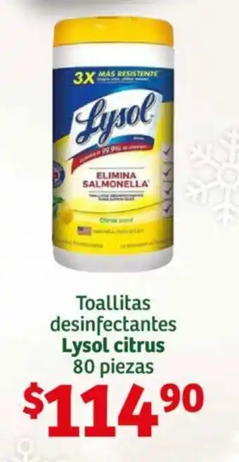 Soriana Híper Toallitas desinfectantes Lysol citrus 80 piezas oferta