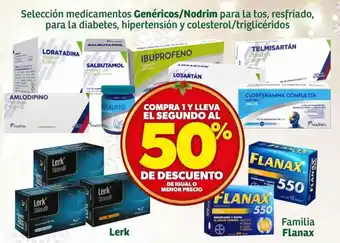 Selección medicamentos Genéricos/Nodrim para la tos, resfriado, para la diabetes, hipertensión y colesterol/triglicéridos