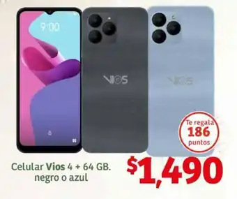 Soriana Híper Celular Vios 4 + 64GB negro o azul oferta