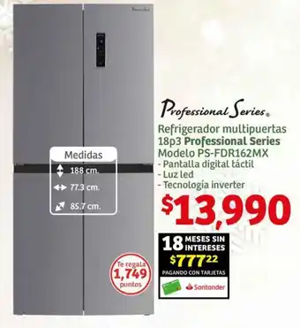 Soriana Híper Refrigerador multipuertas 18p3 Professional Series oferta