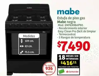 Soriana Híper Estufa de piso gas Mabe oferta