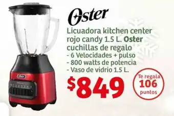 Soriana Híper Licuadora kitchen center rojo candy 1.5 L. Oster oferta