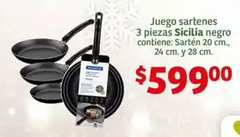 Soriana Híper Juego sartenes 3 piezas Sicilia negro contiene: Sartén 20 cm., 24 cm. y 28 cm. oferta