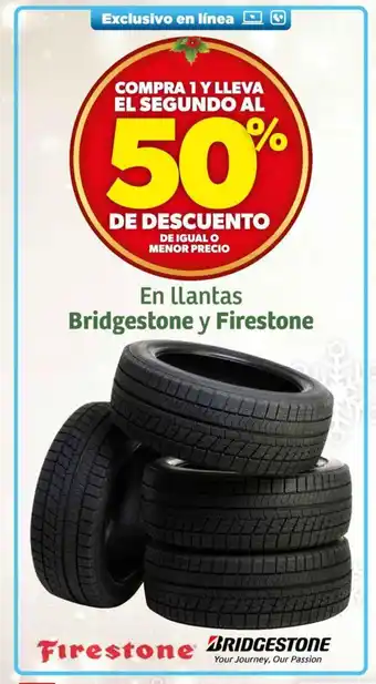 Soriana Híper En llantas Bridgestone y Firestone oferta