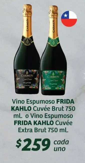 Soriana Híper Vino Espumoso FRIDA KAHLO Cuvée Brut 750 ml. o Vino Espumoso FRIDA KAHLO Cuvée Extra Brut 750 ml. oferta