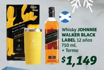 Whisky JOHNNIE WALKER BLACK LABEL 12 años 750 ml. + Termo