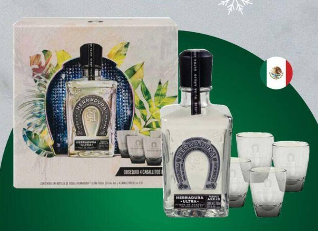 Tequila HERRADURA Ultra 700 ml. + 4 caballitos oferta en Soriana Híper