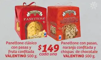 Panettone clásico con pasas y fruta confitada - con pasas, naranja confitada y chispas de chocolate VALENTINO 500 g.
