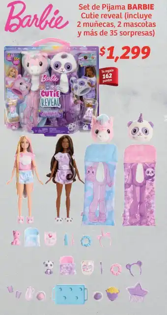Soriana Híper Set de Pijama BARBIE Cutie reveal (incluye 2 muñecas, 2 mascotas y más de 35 sorpresas) oferta