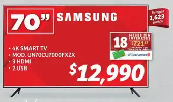 Soriana Híper SAMSUNG MOD. UN70CU7000FXZX oferta