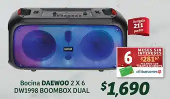 Soriana Híper Bocina DAEWOO 2 X 6 DW1998 BOOMBOX DUAL oferta