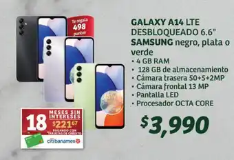Soriana Híper SAMSUNG Galaxy A14 128GB oferta