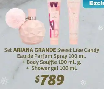 Set ARIANA GRANDE Sweet Like Candy Eau de Parfum Spray 100 ml. + Body Souffle 100 ml. g. + Shower gel 100 ml.