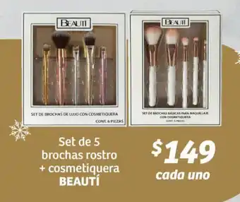 Set de 5 brochas rostro + cosmetiquera BEAUTÍ