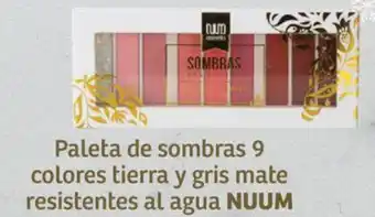 Soriana Híper Paleta de sombras 9 colores tierra y gris mate resistentes al agua NUUM oferta