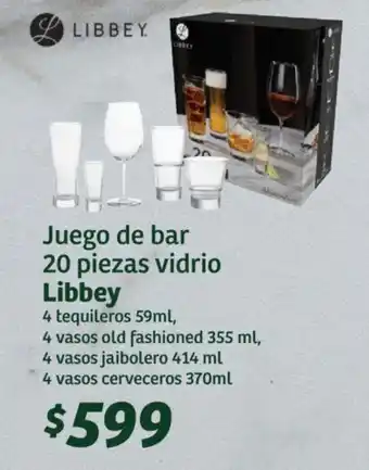 Soriana Híper LIBBEY Juego de bar 20 piezas vidrio oferta