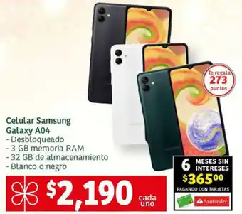 Soriana Express Celular Samsung Galaxy A04 oferta