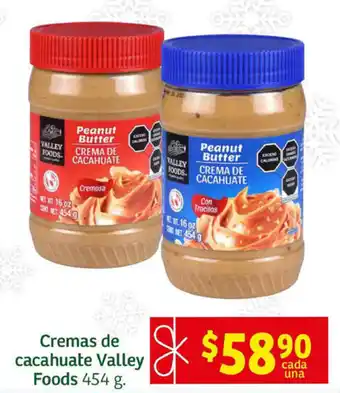 Soriana Express Cremas de cacahuate Valley Foods 454 g. oferta