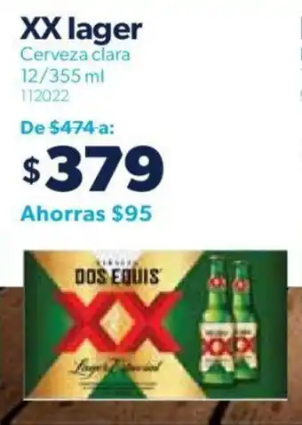 XX lager Cerveza clara 12/355 ml