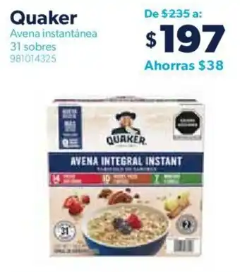 Quaker Avena instantánea 31 sobres