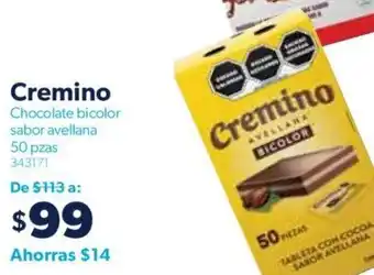 Sam's Club Cremino Chocolate bicolor sabor avellana 50 pzas oferta