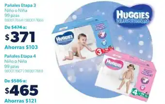 HUGGIES Pañales Etapa 3 Niño o Niña 99 pzas