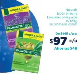 PALMOLIVE Naturals Jabón en barra Lavanda u oliva y aloe 8/120 g