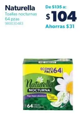 Naturella Toallas nocturnas 64 pzas