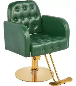 Silla clasica premium barberia estetica giro 360° neumatica color verde musgo forma de la base redonda tipo de respaldo recli
