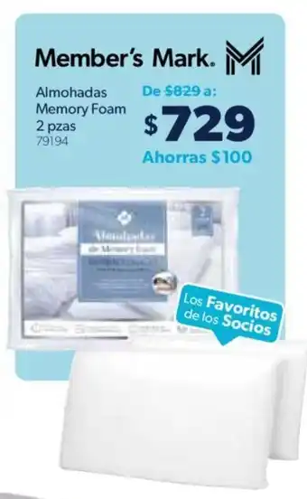 Sam's Club Member's Mark Almohadas Memory Foam 2 pzas oferta
