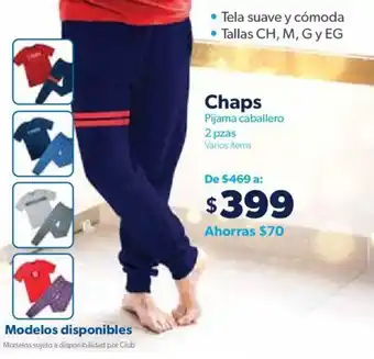 Sam's Club Chaps Pijama caballero tallas: CH, M, G y EG 2 pzas oferta