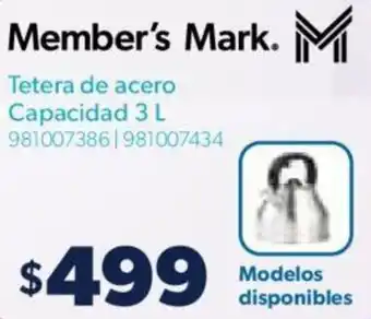 Sam's Club Member's Mark Tetera de acero Capacidad 3L oferta