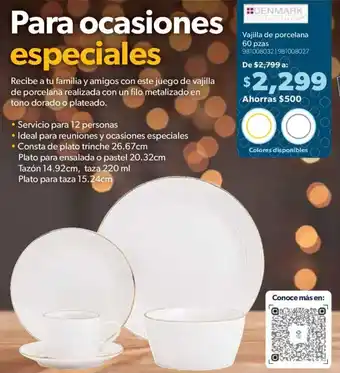 Sam's Club DENMARK Vajilla de porcelana 60 pzas oferta