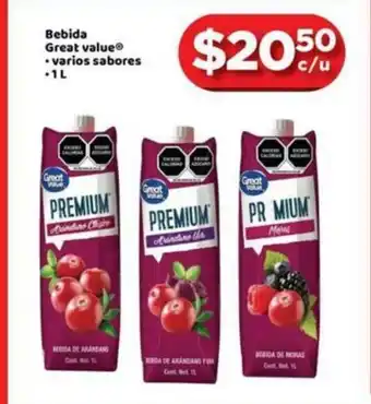 Bodega Aurrerá Bebida Great Value Varios Sobores 1L oferta