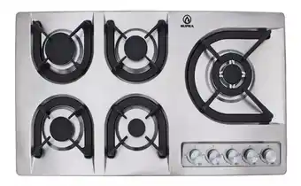 Mercado Libre Parrilla de gas de 5 quemadores p/empotrar en acero color plateado oferta
