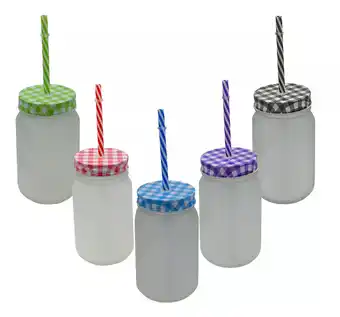 Mercado Libre Mason jars de cristal satinado tapa y popote para sublimar 5 oferta