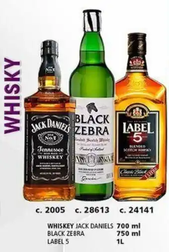 Bodegas Alianza WHISKEY JACK DANIELS 700 ml BLACK ZEBRA 750 ml LABEL 5 1L oferta