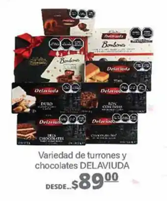 Variedad de turrones y chocolates DELAVIUDA