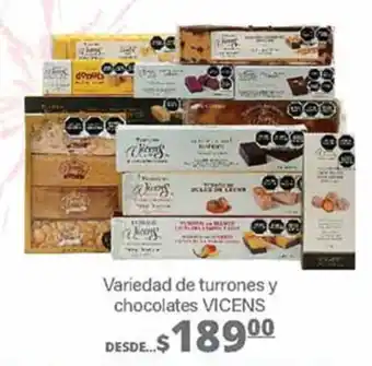 Variedad de turrones y chocolates VICENS