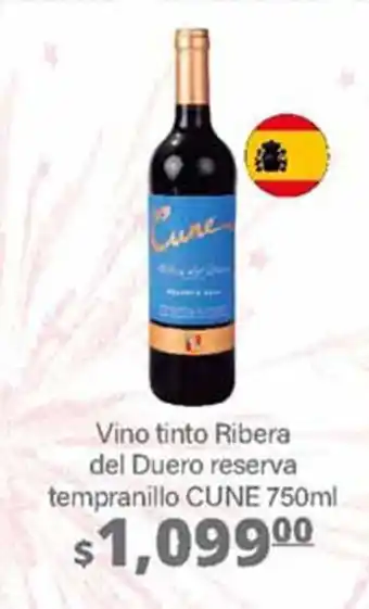 La Comer Vino tinto Ribera del Duero reserva tempranillo CUNE 750ml oferta