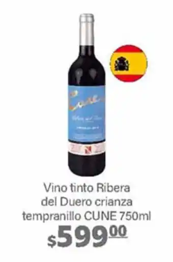 La Comer Vino tinto Ribera del Duero crianza tempranillo CUNE 750ml oferta