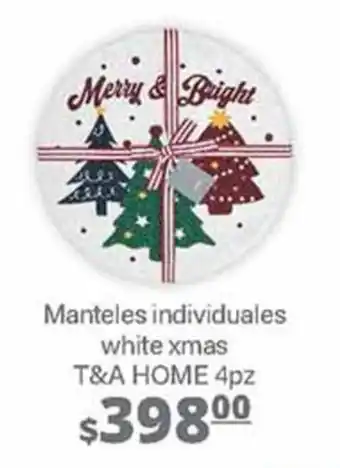 La Comer Manteles individuales white xmas T&A HOME 4pz oferta